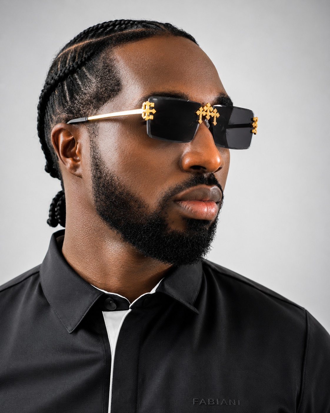 Croce Ash Elite luxury sunglasses worn by model